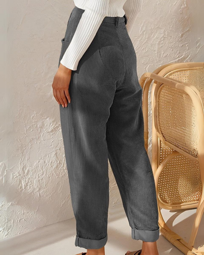 Clara™ | Retro corduroy broek met hoge taille